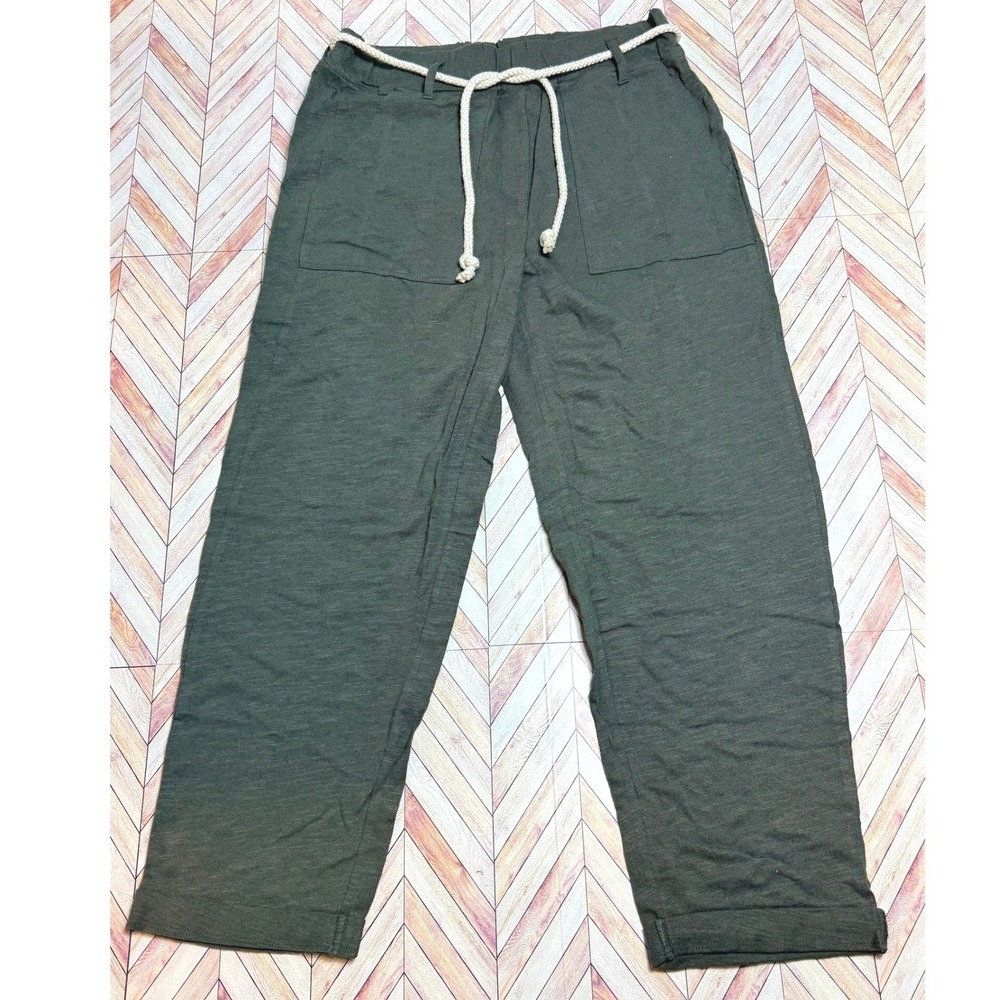 NEW Grey State Sedona Desert Palm Linen Drawstring Pants Women's 1 Boho Earthy‎